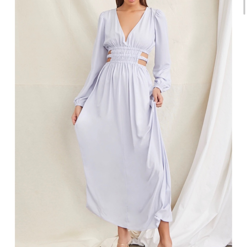Long Sleeve Plunging Cut-Out Maxi Dress